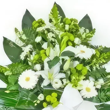 Бордо цветя- Бял цветен венец Букет/договореност цвете