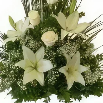 fleuriste fleurs de Tenerife- Pyramide Fleurs Blanches Bouquet/Arrangement floral