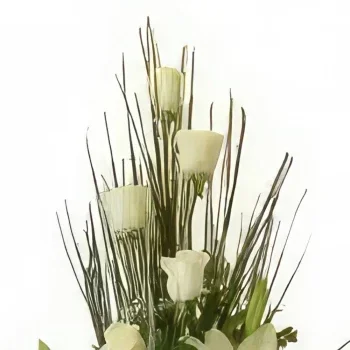 Krakkó-virágok- Fehér virágok piramis Virágkötészeti csokor