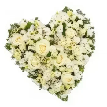 Bologna kvety- Biele pohrebné srdce Aranžovanie kytice