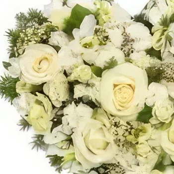Стокхолм цветя- Бяло погребално сърце Букет/договореност цвете