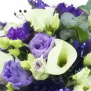 Pau bunga- Sejambak bulat putih & ungu Ostrava Sejambak/gubahan bunga