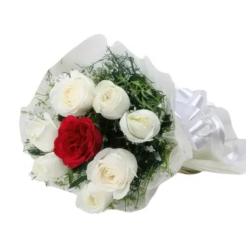 Kenya online Blomsterhandler - Hvid og rød rose Buket