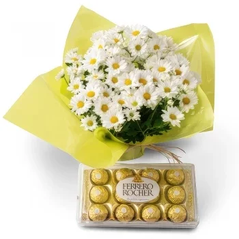 Fortaleza flowers  -  Vase of Daisies for Gift and Chocolate Flower Bouquet/Arrangement