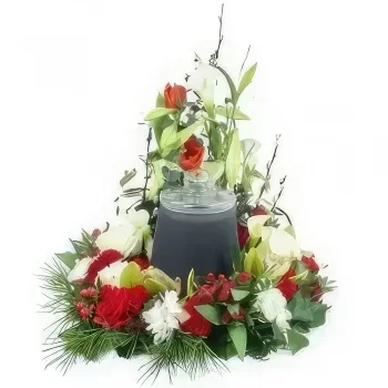 Bordeaux kukat- Kukkaseppele Sophoklen hautajaisuurnalle Kukka kukkakimppu