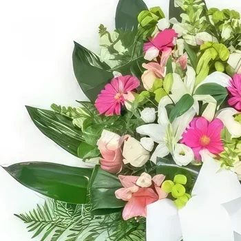 بائع زهور نانت- إكليل من الزهور الوردية والبيضاء باقة الزهور