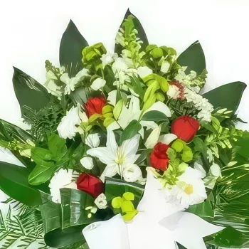Нант цветя- Венец от червени и бели цветя Букет/договореност цвете