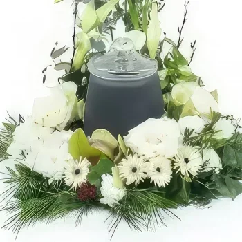 Tarbes bunga- Karangan bunga putih untuk guci pemakaman Del Rangkaian bunga karangan bunga