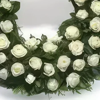 Pattaya-virágok- Koszorú fehér rózsa Virágkötészeti csokor