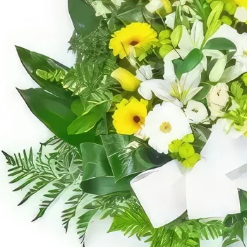 Στρασβούργο λουλούδια- Στεφάνι από κίτρινα & λευκά λουλούδια Μπουκέτο/ρύθμιση λουλουδιών
