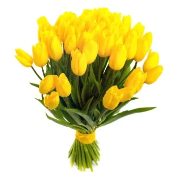 Włochy kwiaty- Bukiet żółtych Tulipanów